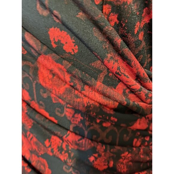 Connected Dress 6 Red Black Short Sleeve Stretch Sheath Washable Career Church - Picture 2 of 6